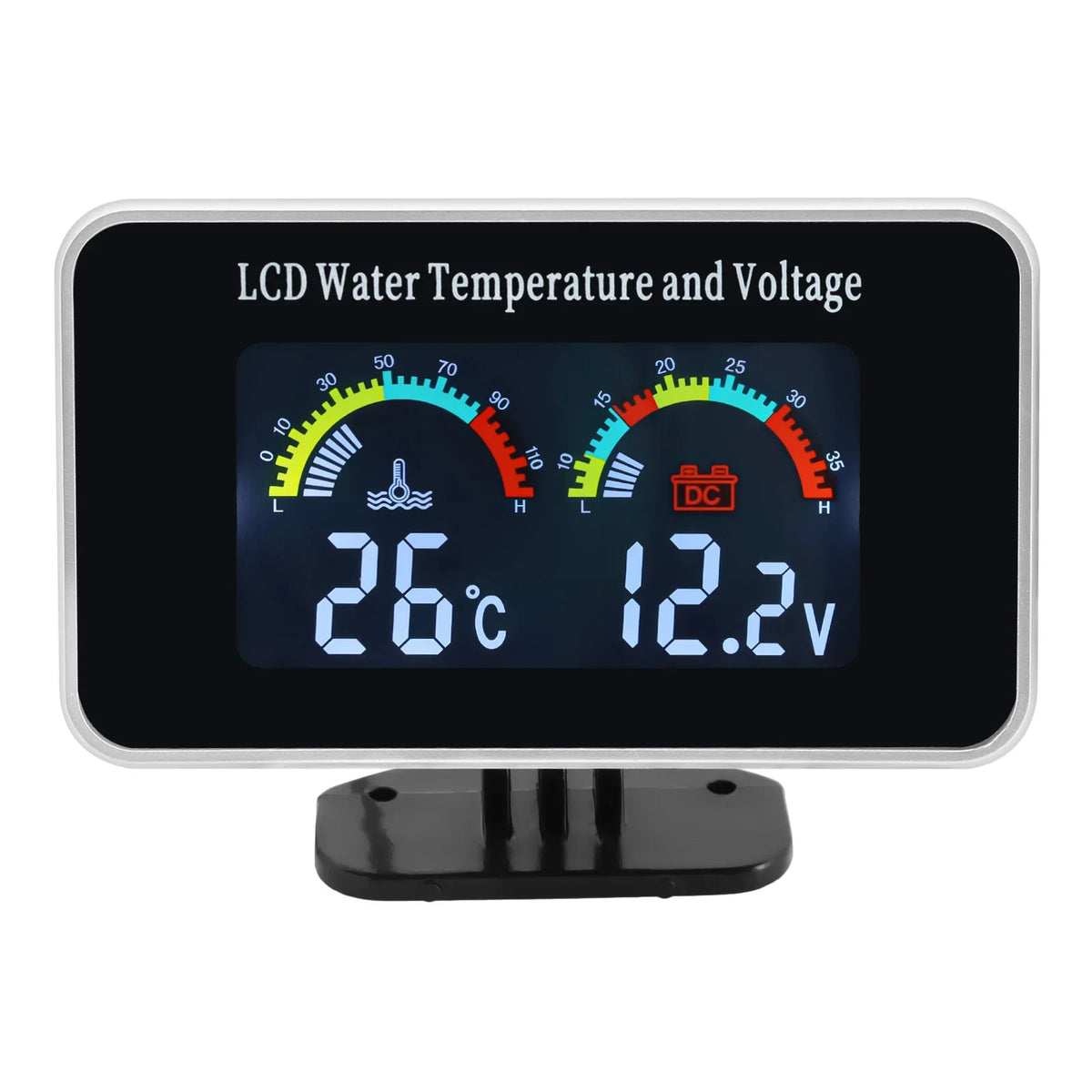 HD Car LCD Water Temperature Meter Thermometer Voltmeter Gauge | 2in1 Temp & Voltage Meter for 12V/24V Vehicles MyPetiteCar.com