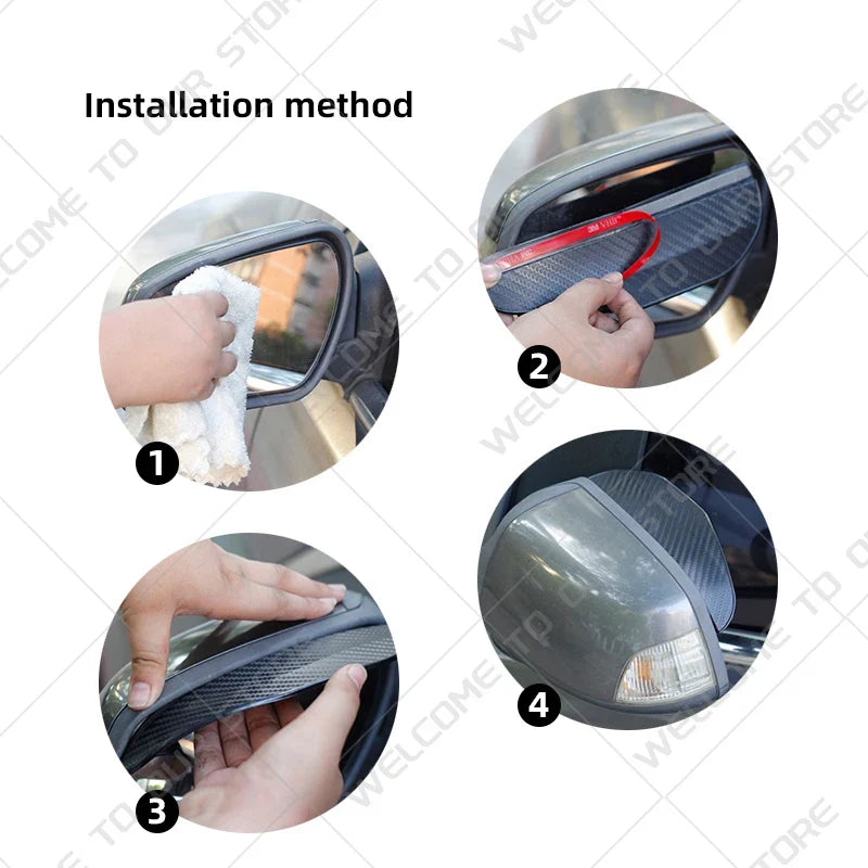 2PCS Car Rearview Mirror Rain Eyebrow | Carbon Fiber Rain Shield Cover