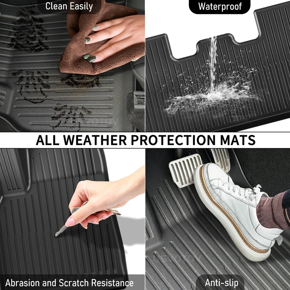 Tesla Model Y Juniper 2025–2026 All-Weather Floor Mats | Full Interior Protection Set MyPetiteCar.com