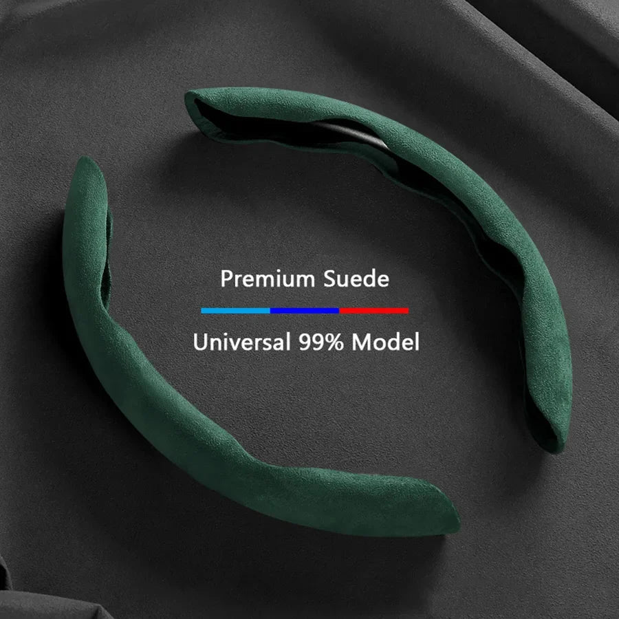 Suede Universal 38CM Car Steering Wheel Booster Cover Non-Slip Auto Interior Steer Protector Decoration Accessories-Brown MyPetiteCar.com