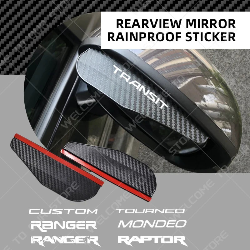 2PCS Car Rearview Mirror Rain Eyebrow | Carbon Fiber Rain Shield Cover