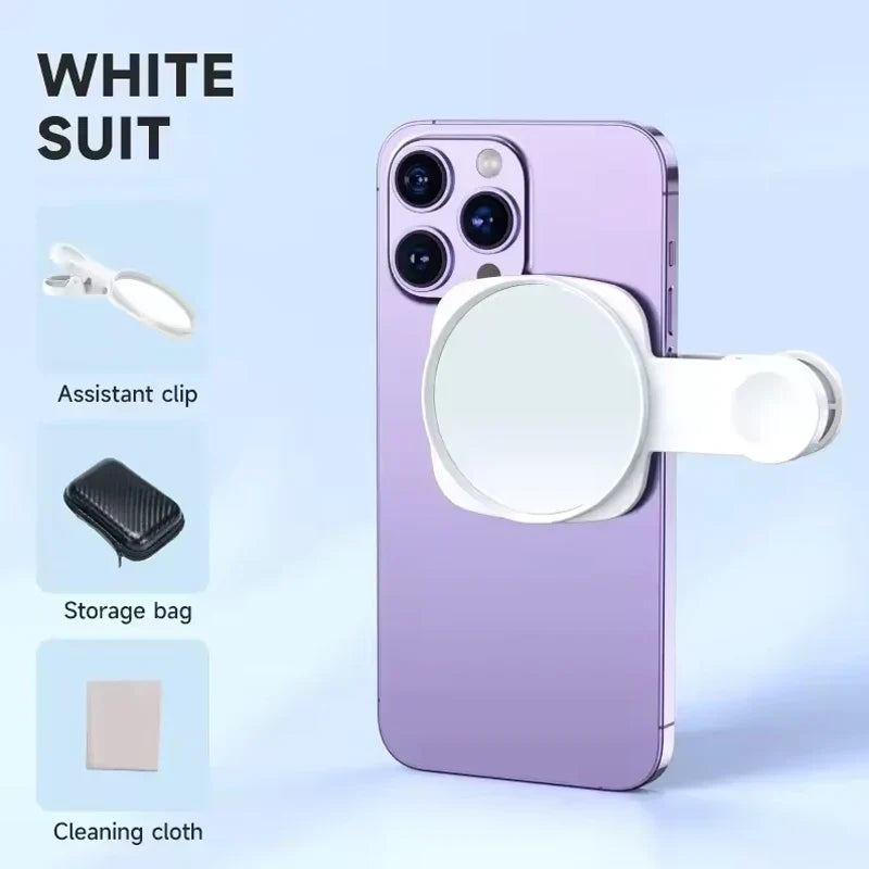 Smartphone Camera Mirror Reflection Clip Kit Portable Mobile Phone Camera Mirror Clip With Storage Bag Phone Rear Selfie Mirror