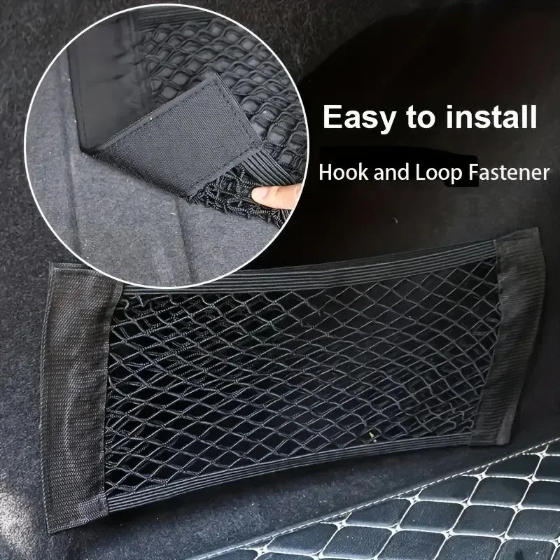 Universal Car Trunk Organizer Dual-Layer Mesh with Fire Extinguisher Net