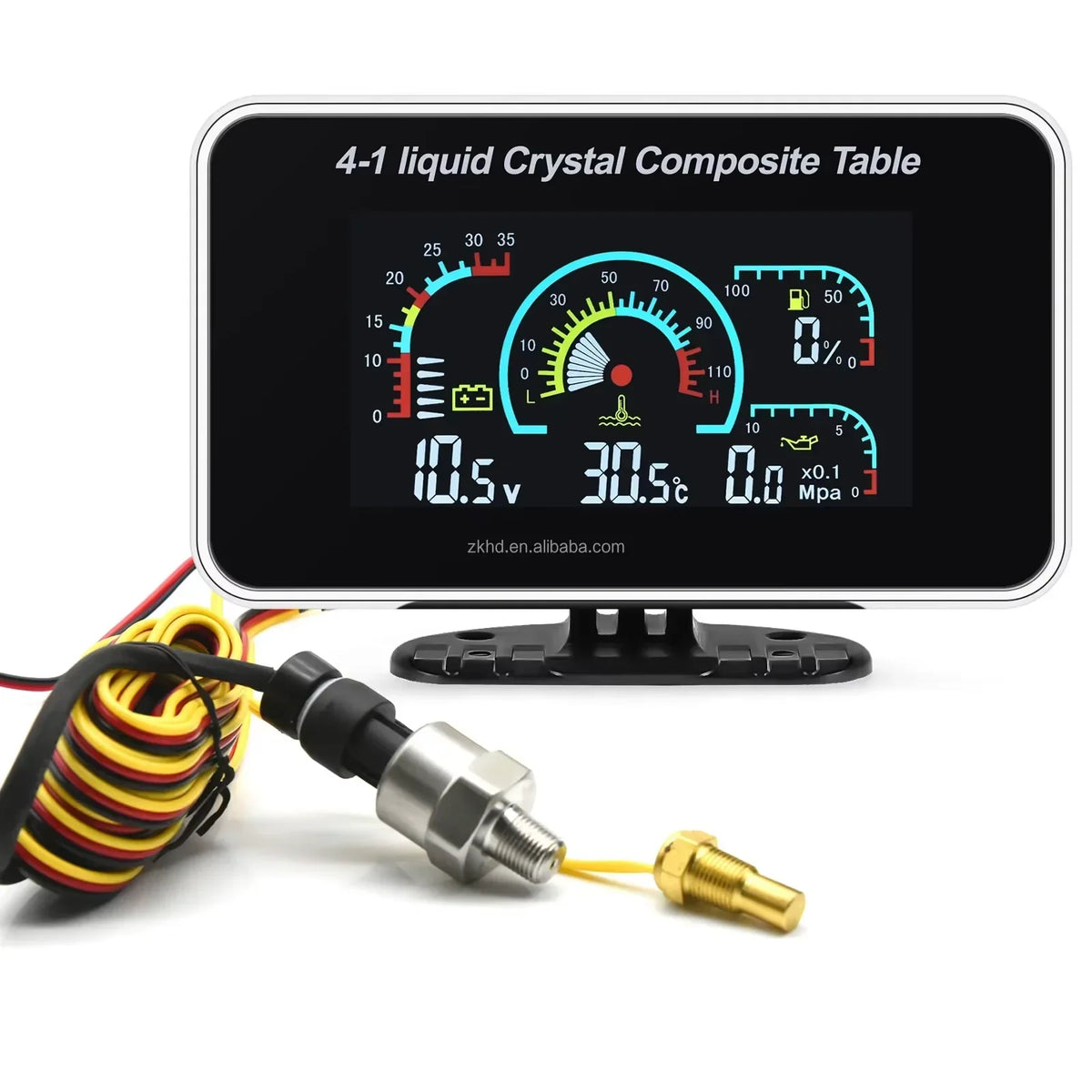 3-in-1 Digital LCD Gauge for Oil Pressure, Water Temp & Voltage | 9-36V