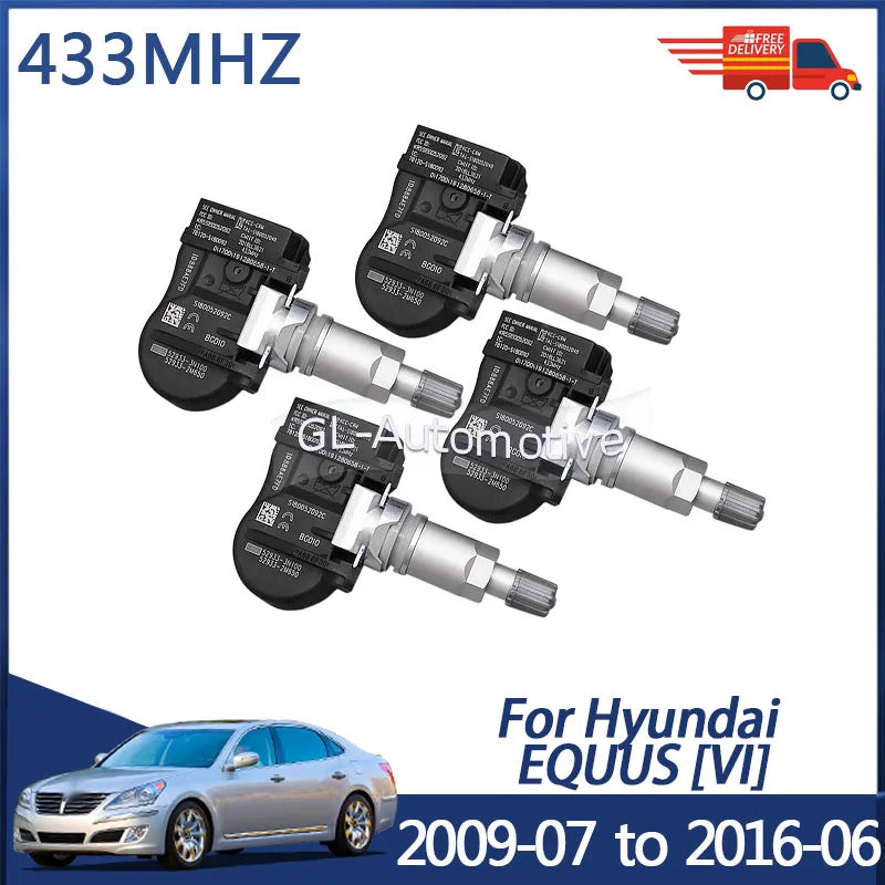 4PCS 433MHz TPMS Sensor Tire Pressure Monitoring Sensor for Hyundai Equus 2009-2016 | Direct Fit Replacements MyPetiteCar.com
