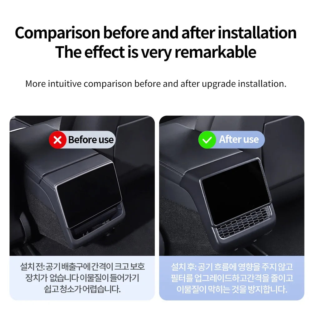 YZ Tesla Model 3/Y/Highland/Juniper Rear Console Air Vent Cover | Interior Dust Protection MyPetiteCar.com