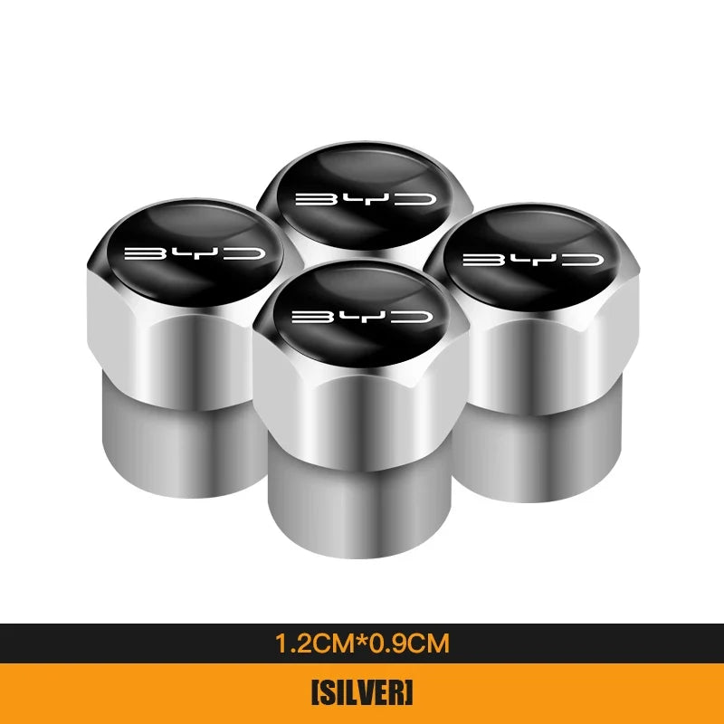 4Pcs Aluminum Alloy Tire Valve Caps for BYD Models | Waterproof Dustproof Cover Set