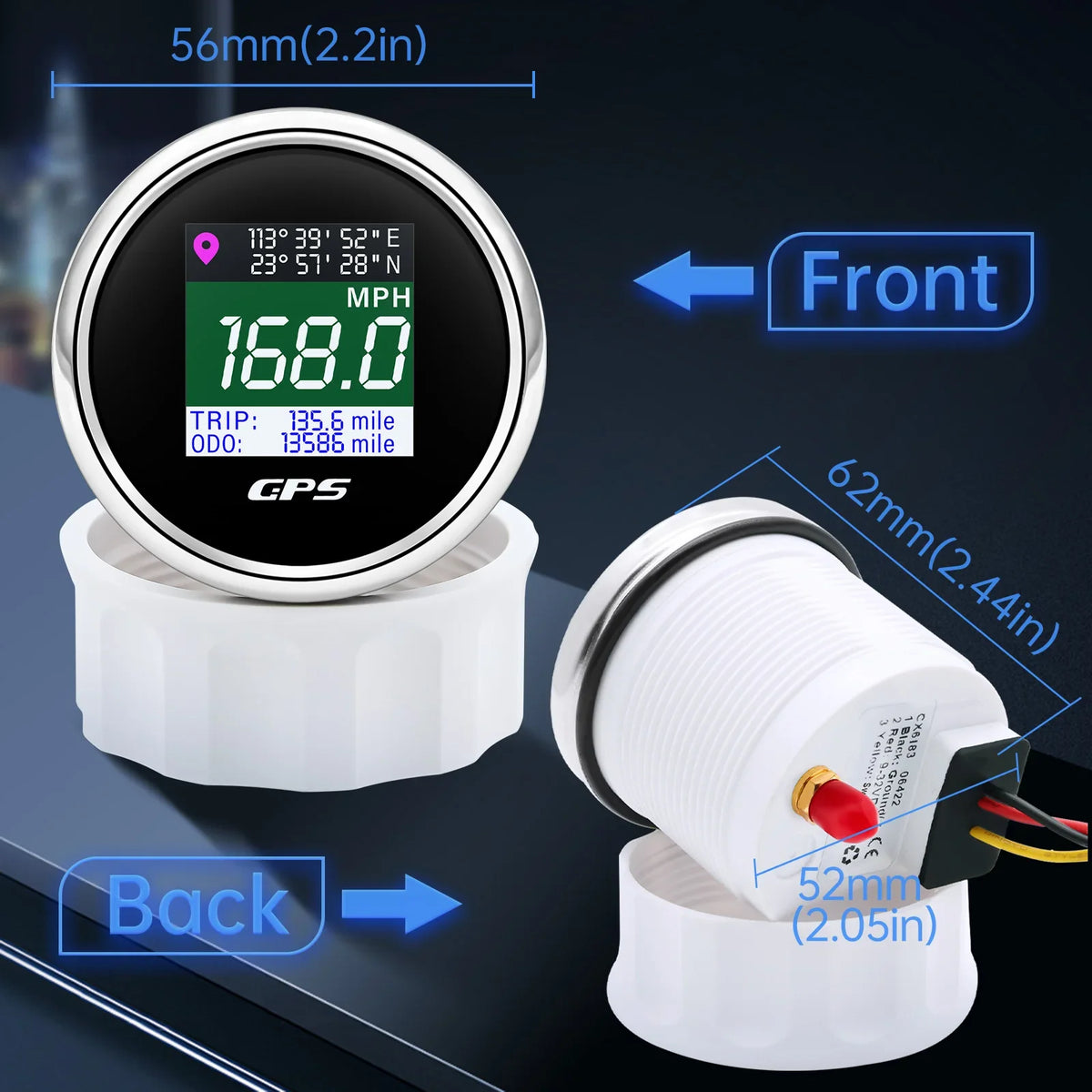 52mm Digital GPS Speedometer TFT Screen | Odometer Gauge for Boat Car Yacht MyPetiteCar.com