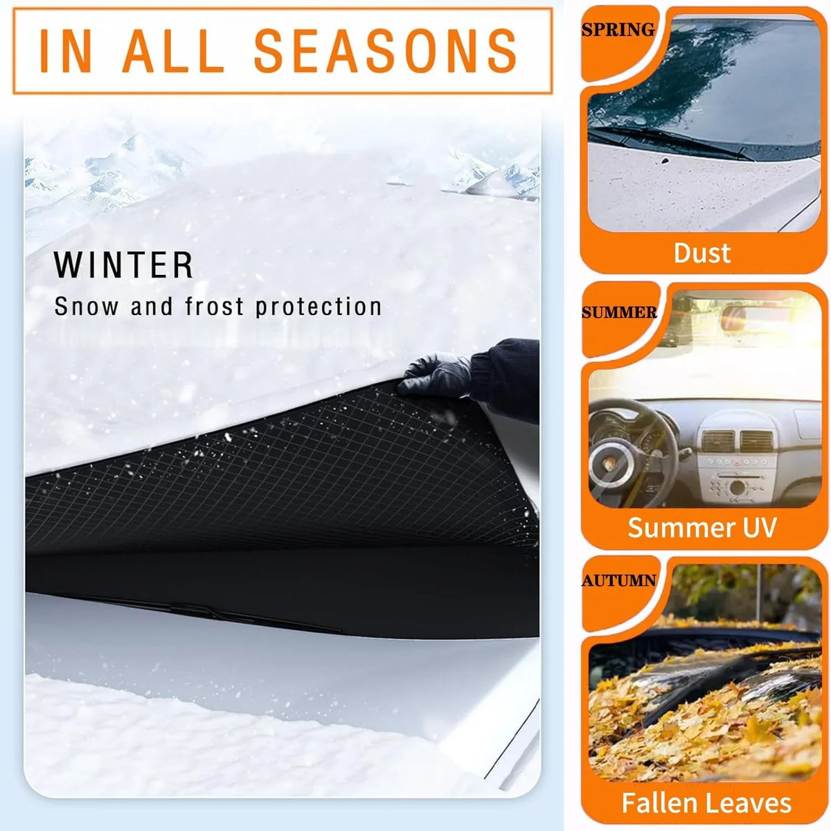 Black Oxford Car Windshield Cover | All-Season UV Rain Frost Snow Protector