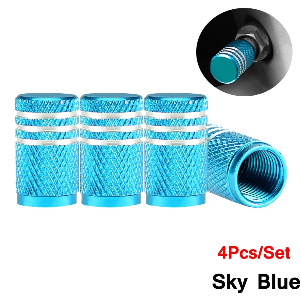DSYCAR 4Pcs Silver Aluminum Knurling Tire Valve Stem Caps | US Schrader Compatible MyPetiteCar.com