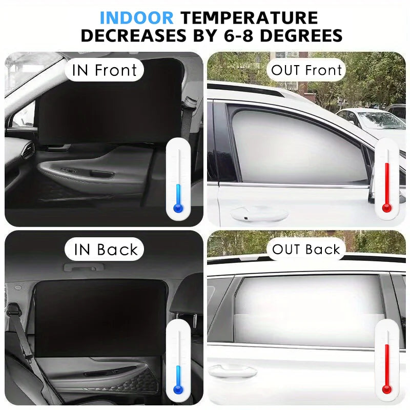 100% Blackout Car Sunshades | Magnetic UV Protection for Front Rear Side Windows