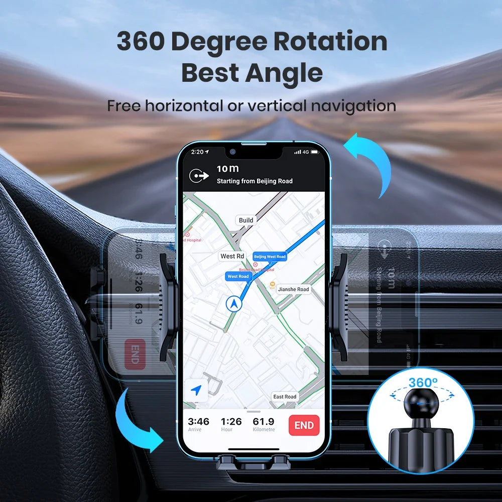 TOPK Car Phone Holder Mount | Air Vent Upgrade Auto-Locking Hook Clip MyPetiteCar.com