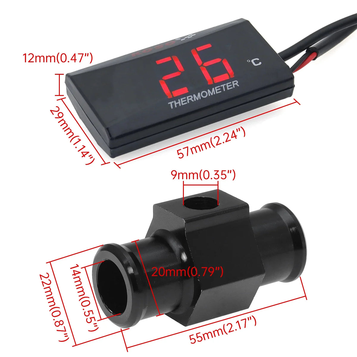 KOSO Water Temperature Gauge | Motorcycle Temp Sensor for XMAX250 300 NMAX CB 400 CB500X