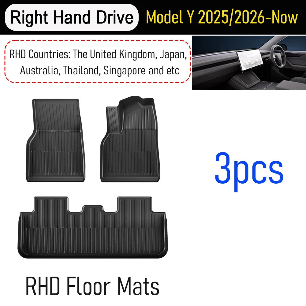 Tesla Model Y Juniper 2025–2026 All-Weather Floor Mats | Full Interior Protection Set MyPetiteCar.com