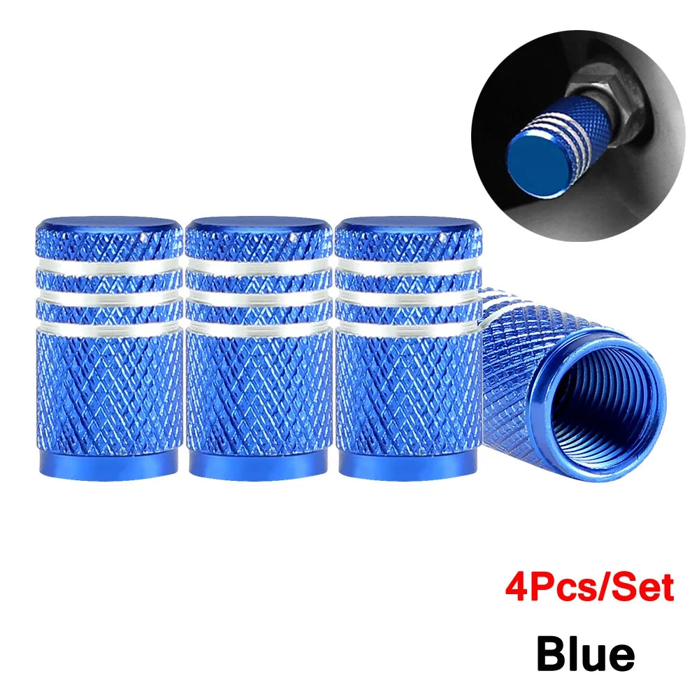 DSYCAR 4Pcs Silver Aluminum Knurling Tire Valve Stem Caps | US Schrader Compatible MyPetiteCar.com