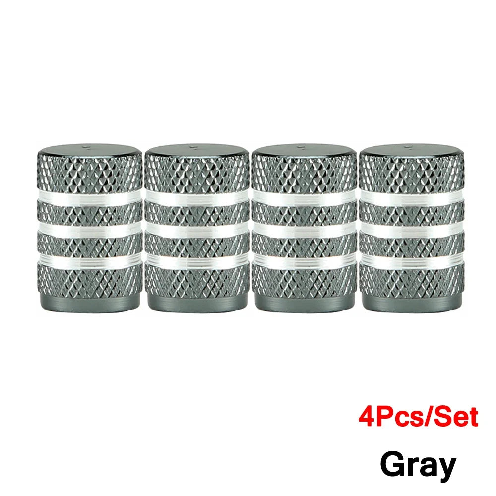 DSYCAR 4Pcs Silver Aluminum Knurling Tire Valve Stem Caps | US Schrader Compatible MyPetiteCar.com