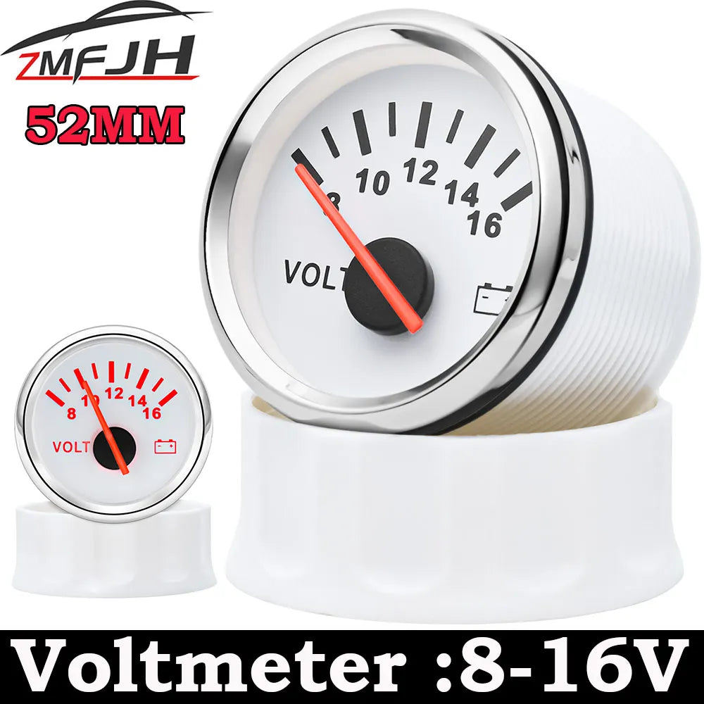 AD Universal 52mm Voltmeter | 8-16V Waterproof Gauge for Car Motorcycle Boat with Red Backlight MyPetiteCar.com