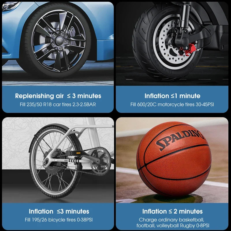 CARSUN Mini Air Pump Tire Inflator Portable Compressor | Digital Wired Car Tyre Inflator for Bicycle Balls MyPetiteCar.com