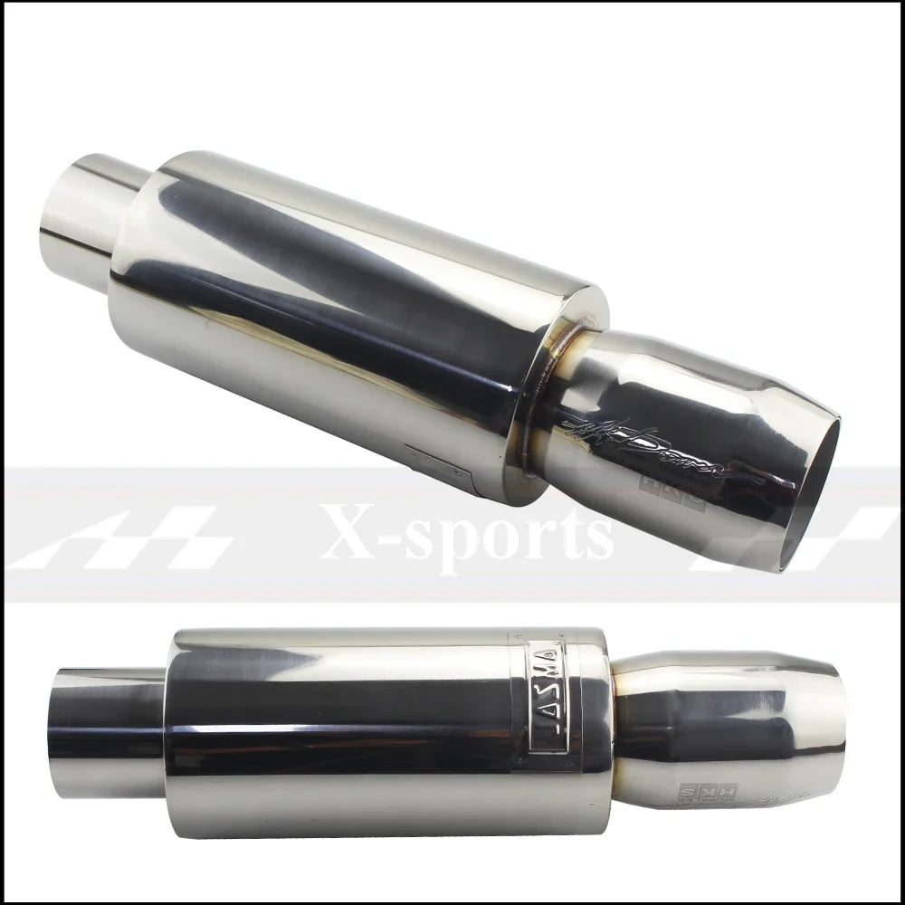 Universal Stainless Steel Exhaust Pipe Muffler | 51-63mm Inlet 89mm Flat Outlet MyPetiteCar.com