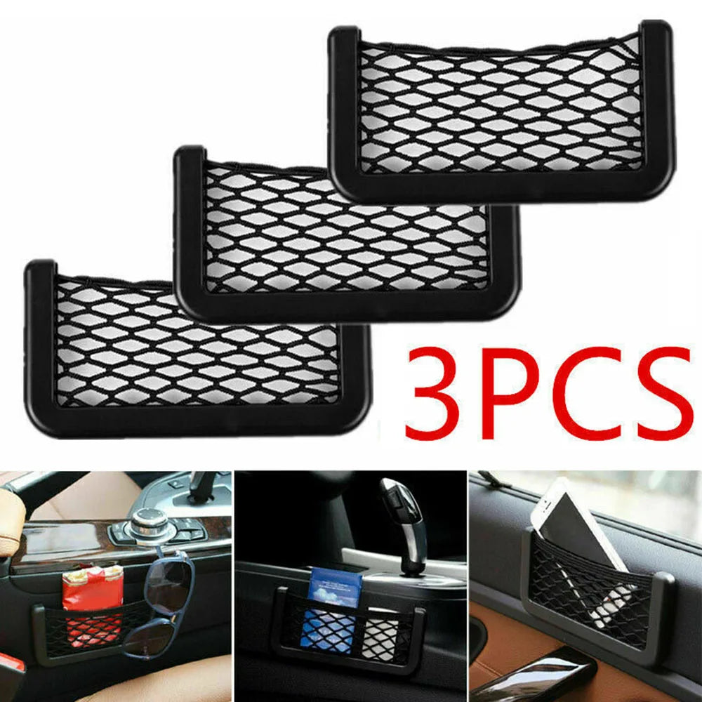 3pcs Universal Car Organizer Mesh Storage Bag | Seat Side Net Pocket for Phone and Sundries MyPetiteCar.com