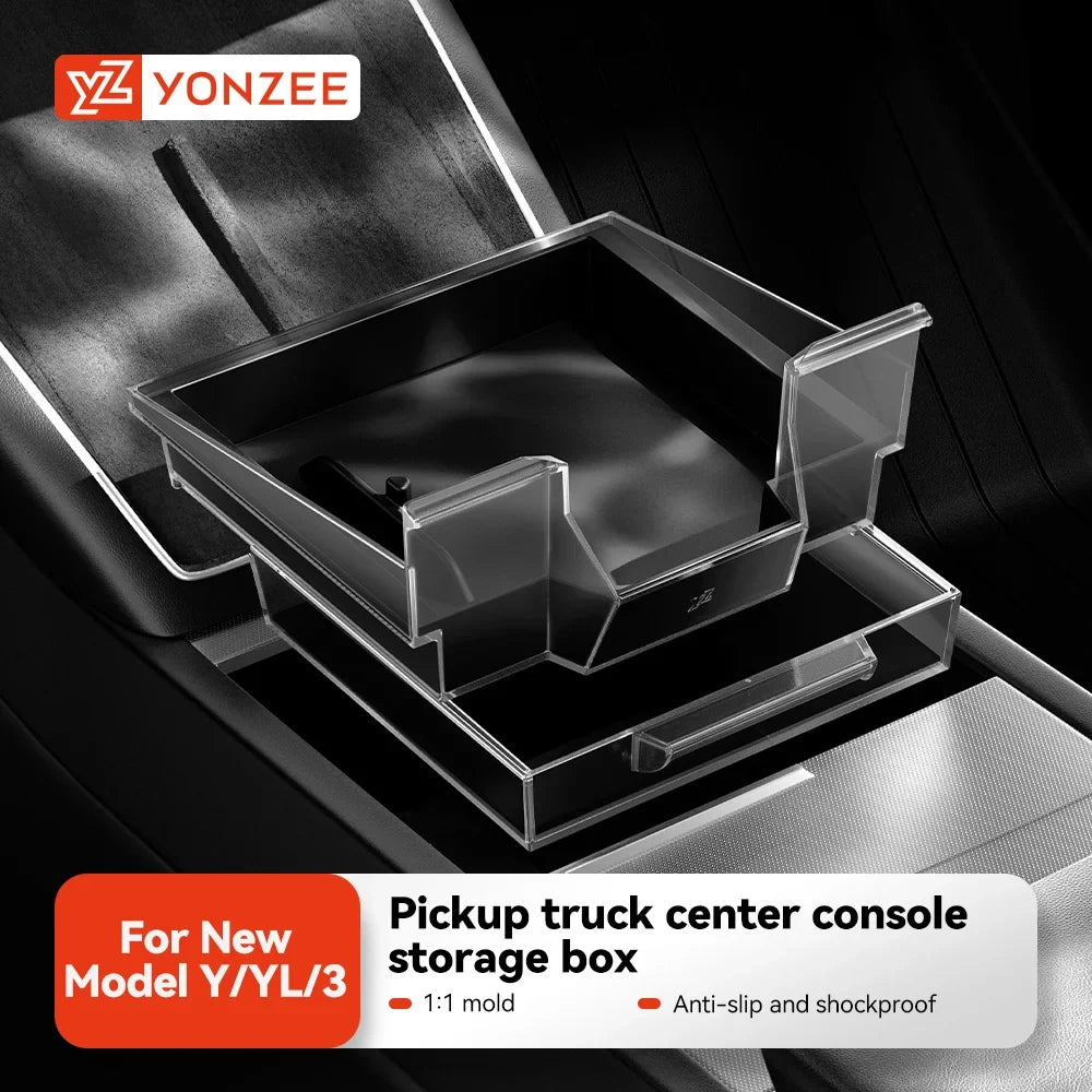 YZ For Tesla Model Y YL Juniper 3 Highland 2021-2026 Storage Box Hidden Armrest Front Center Console Organizer Box Car Accessory MyPetiteCar.com