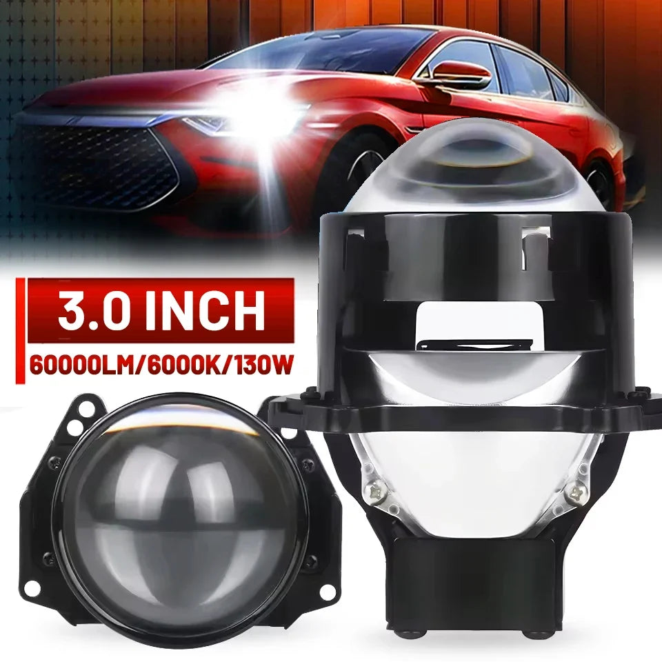 2PCS 3 Inch Bi LED Projector Headlights Lenses | 130W 60000LM Upgrade for Hella LED Lights MyPetiteCar.com