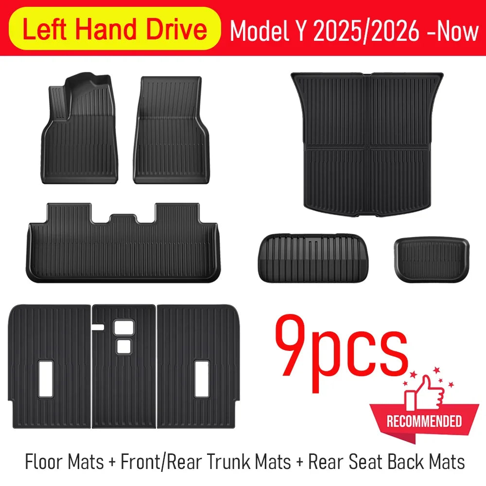 Tesla Model Y Juniper 2025–2026 All-Weather Floor Mats | Full Interior Protection Set MyPetiteCar.com