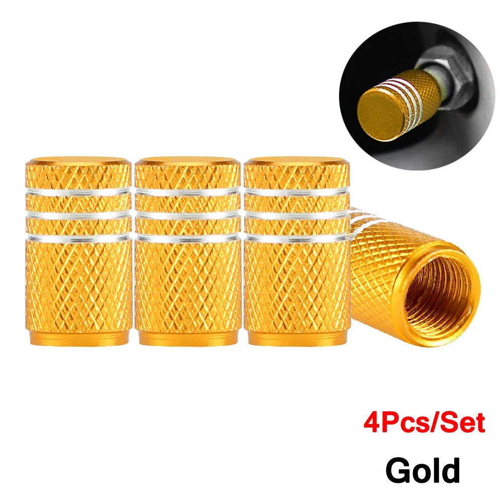 DSYCAR 4Pcs Silver Aluminum Knurling Tire Valve Stem Caps | US Schrader Compatible MyPetiteCar.com