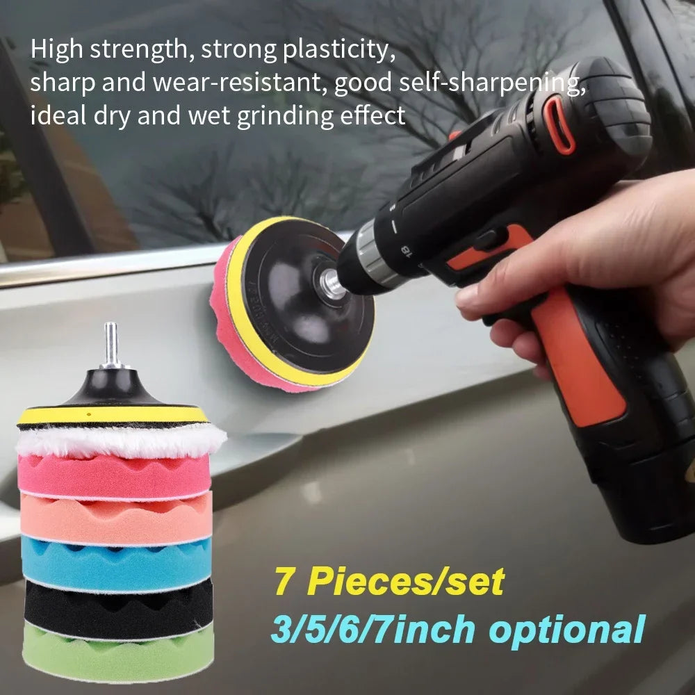 8Pcs 3/5/7 Inch Car Polishing Kit | Self-Adhesive Buffing and Waxing Pad Set with Drill Adapter MyPetiteCar.com