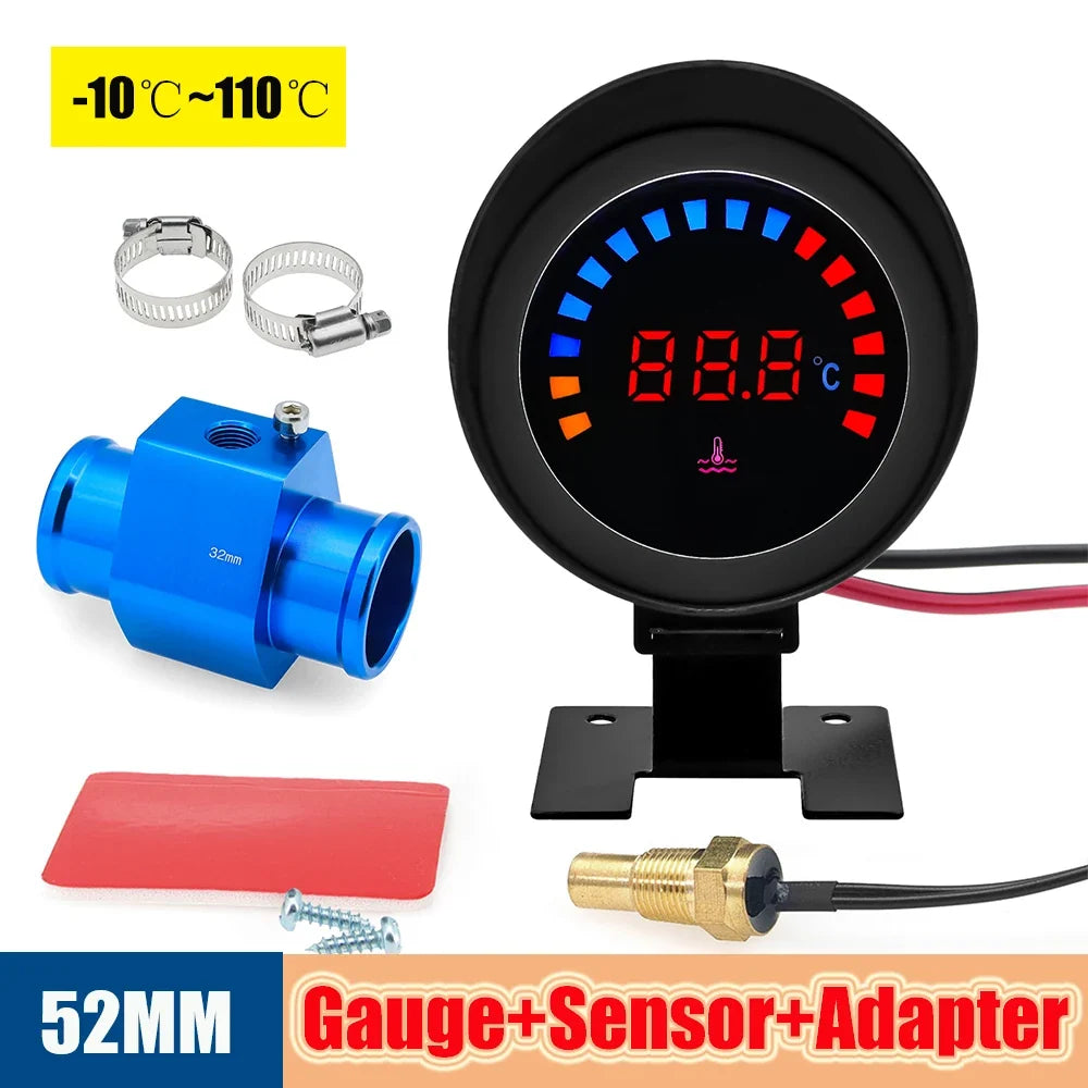 52mm Auto Water Temperature Meter | Universal LCD Digital Thermometer with Sensor and 1/8NPT Adapter MyPetiteCar.com