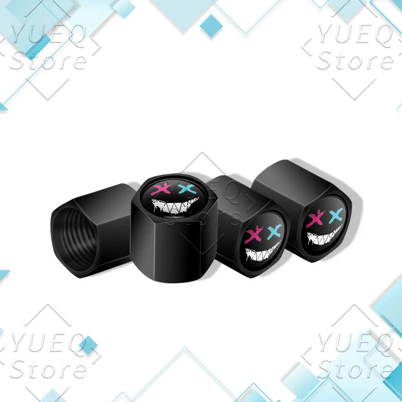 4Pcs XX Smiling Face Logo Pattern Car Tire Valve Caps | Universal Aluminum Tire Stem Covers MyPetiteCar.com