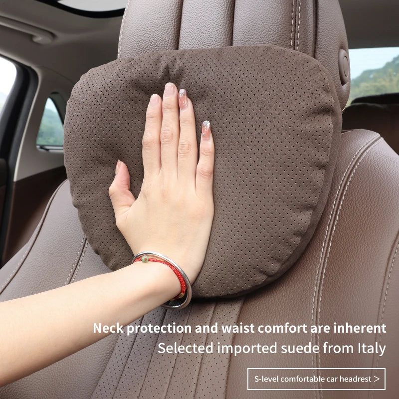 Suede Car Headrest Neck Pillow | Maybach S-Class Inspired Design MyPetiteCar.com