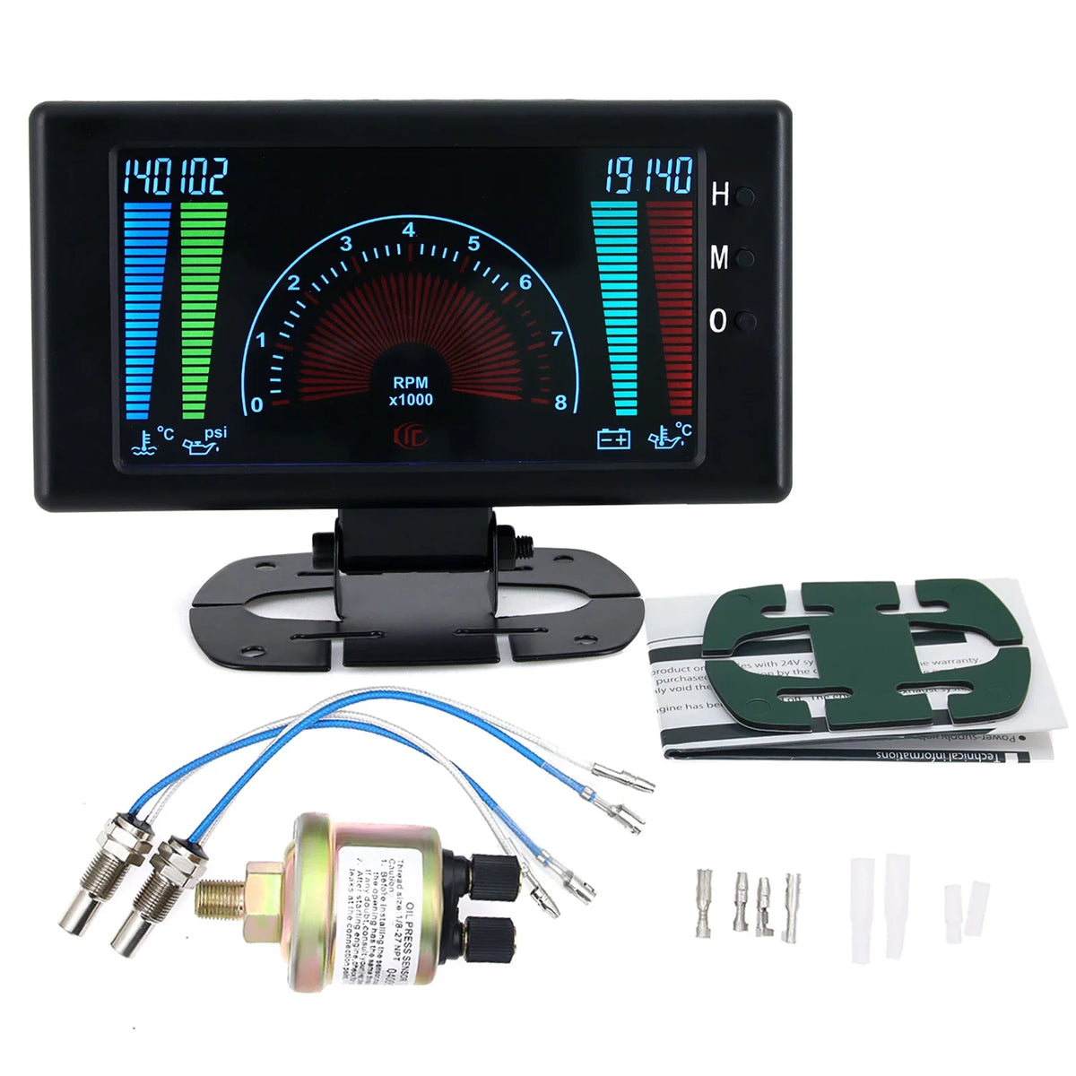 5-inch 6-in-1 LCD Large Screen Automotive Multifunctional Instrument Panel | 12V Vehicle Gauge