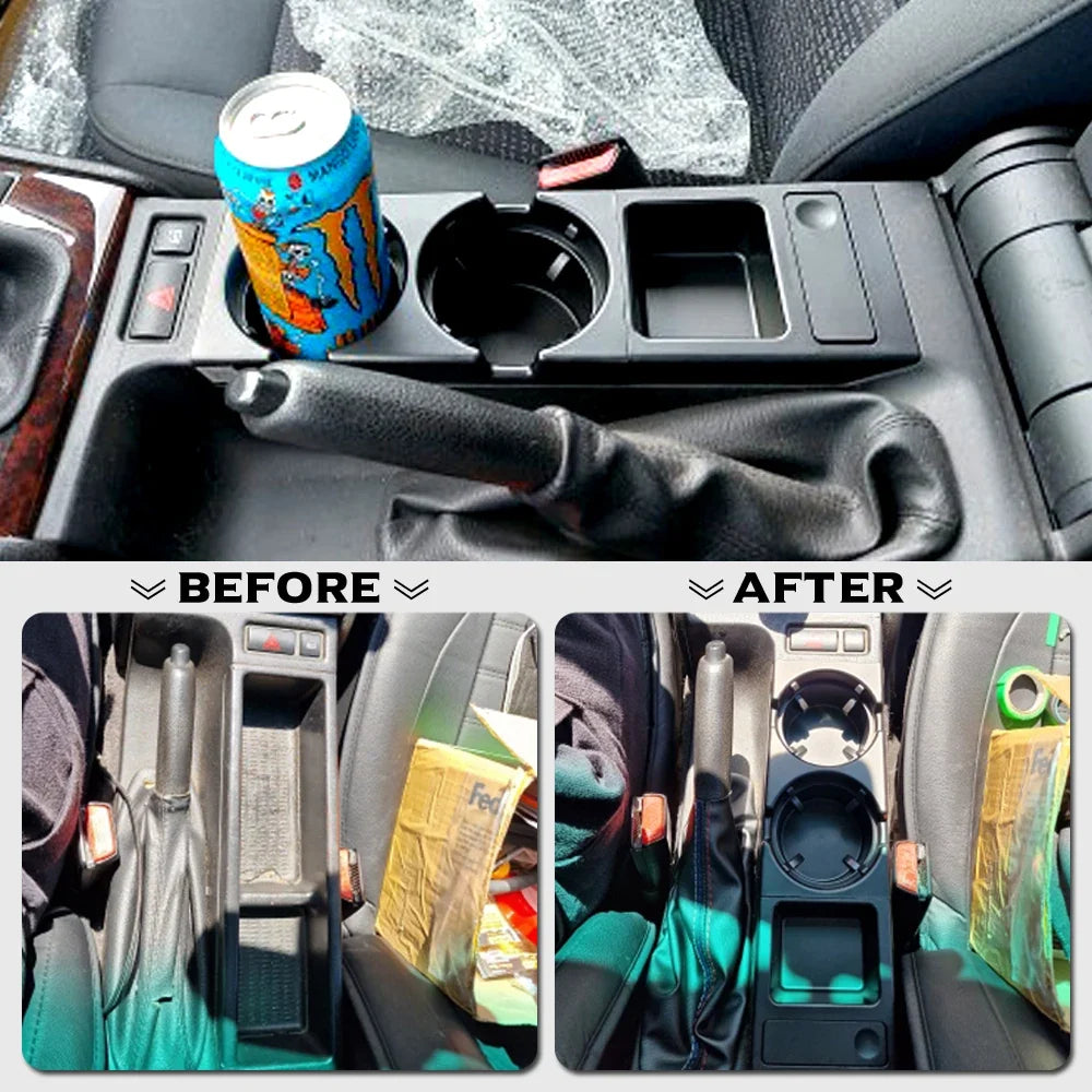 Double Hole Car Center Console Storage Box with Cup Holder | For BMW E46 1999-2006 MyPetiteCar.com