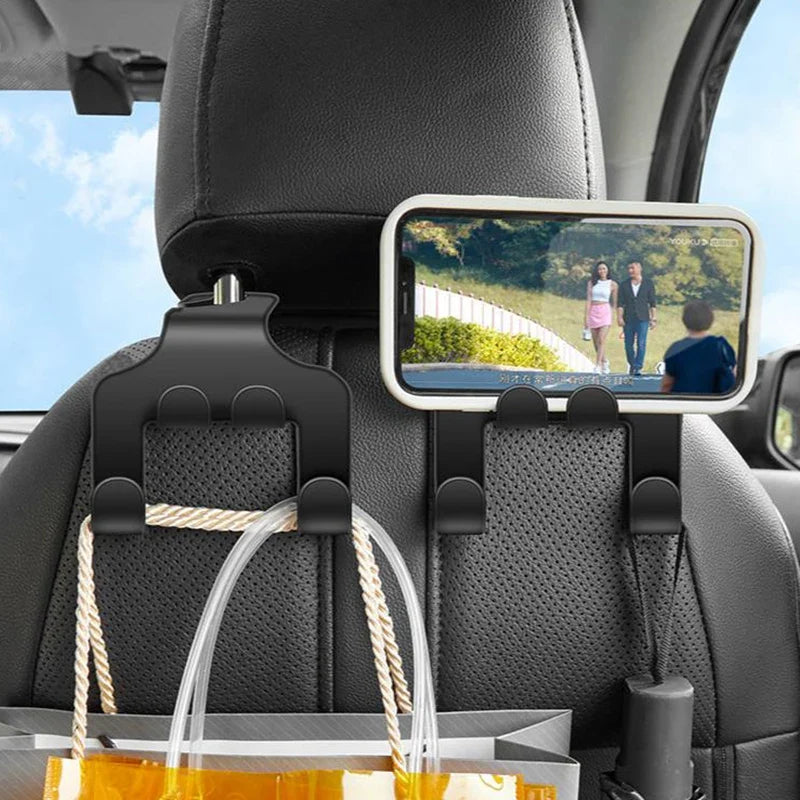 Car Seat Headrest Hook Hanger | Black Storage Organizer for Handbags, Purses, and Coats MyPetiteCar.com
