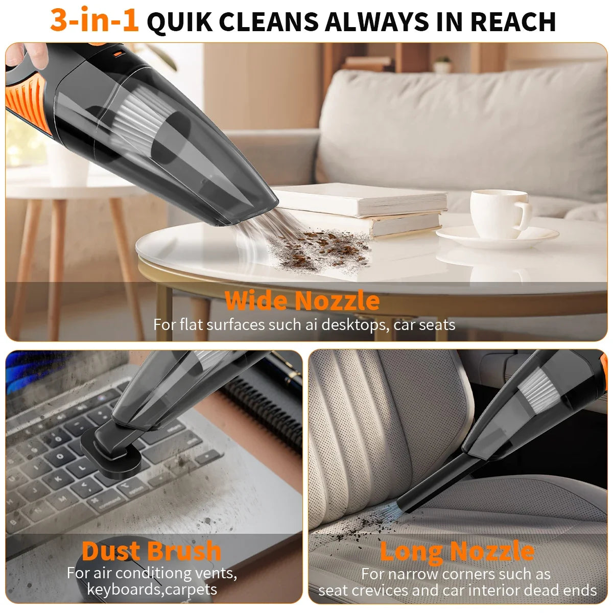 Rechargeable Cordless Handheld Car Vacuum Cleaner | Mini Dual Purpose Home and Auto Vacuum MyPetiteCar.com