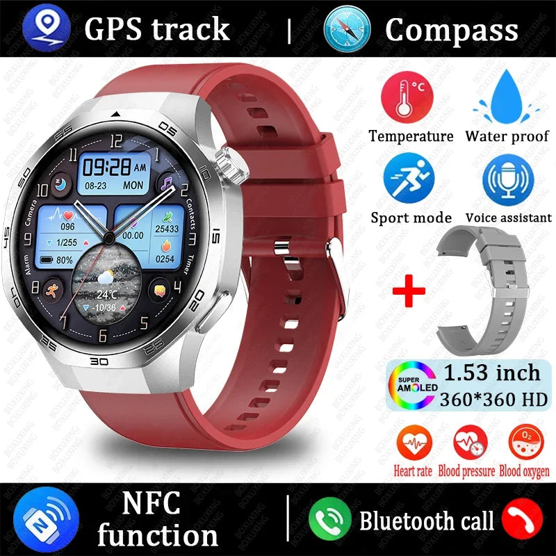 2025 New Watch 5 MAX Smart Watch HD AMOLED Screen NFC GPS Tracker Bluetooth Call Waterproof Sports Health Smartwatch Men Women