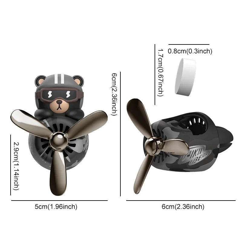 No Fragrance DIY Perfume Rotating Propeller Bear Car Air Freshener Ornament | Cool Vent Diffuser Decor
