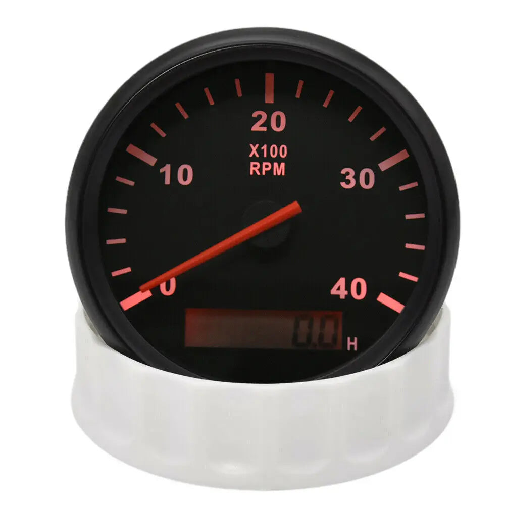 85mm Diesel Engine Tachometer 0-4000RPM | Digital LCD Hour Meter with M16/M18 RPM Sensor