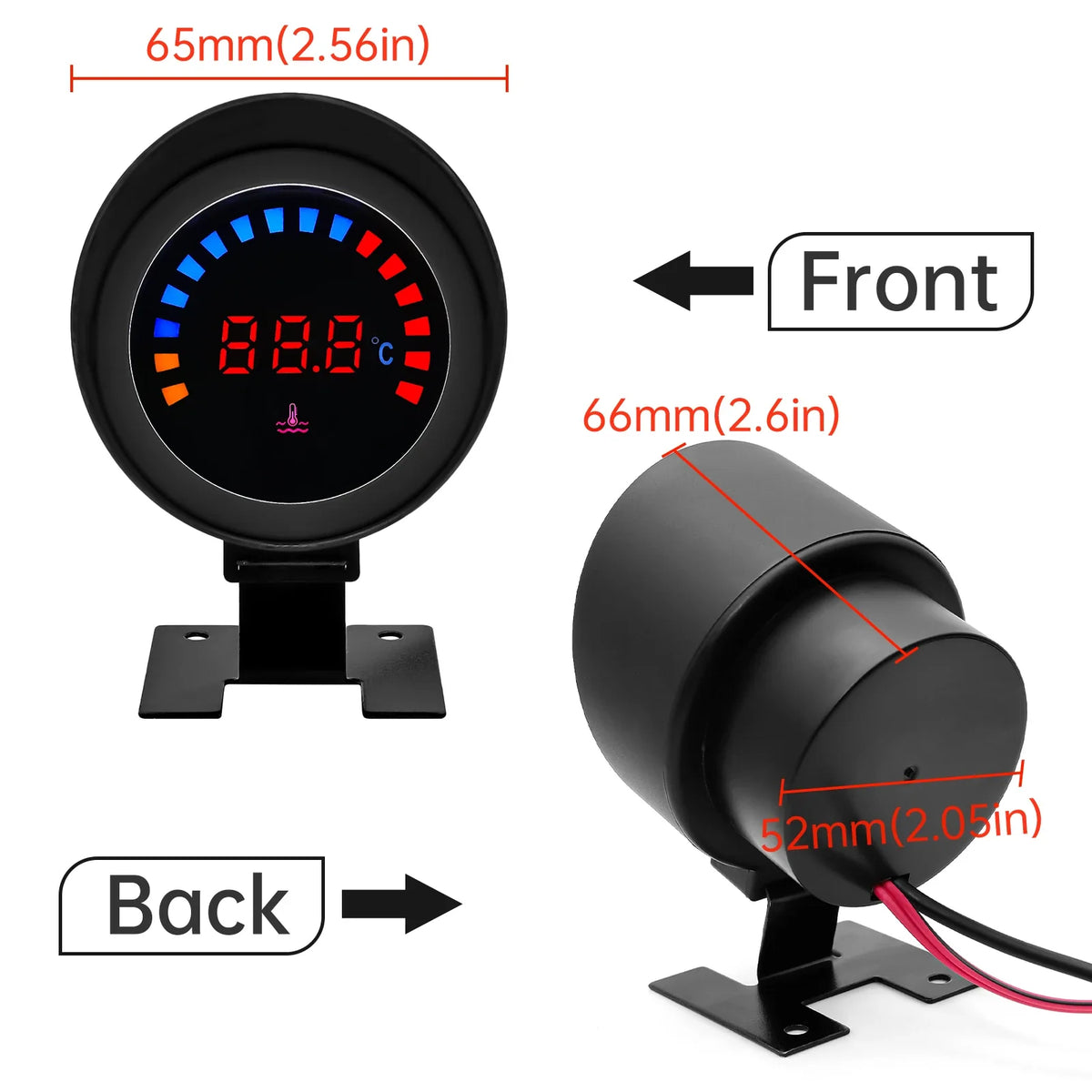 52mm Water Temperature Gauge with Sensor | Digital LCD Water Temp Meter for 12V 24V Cars MyPetiteCar.com