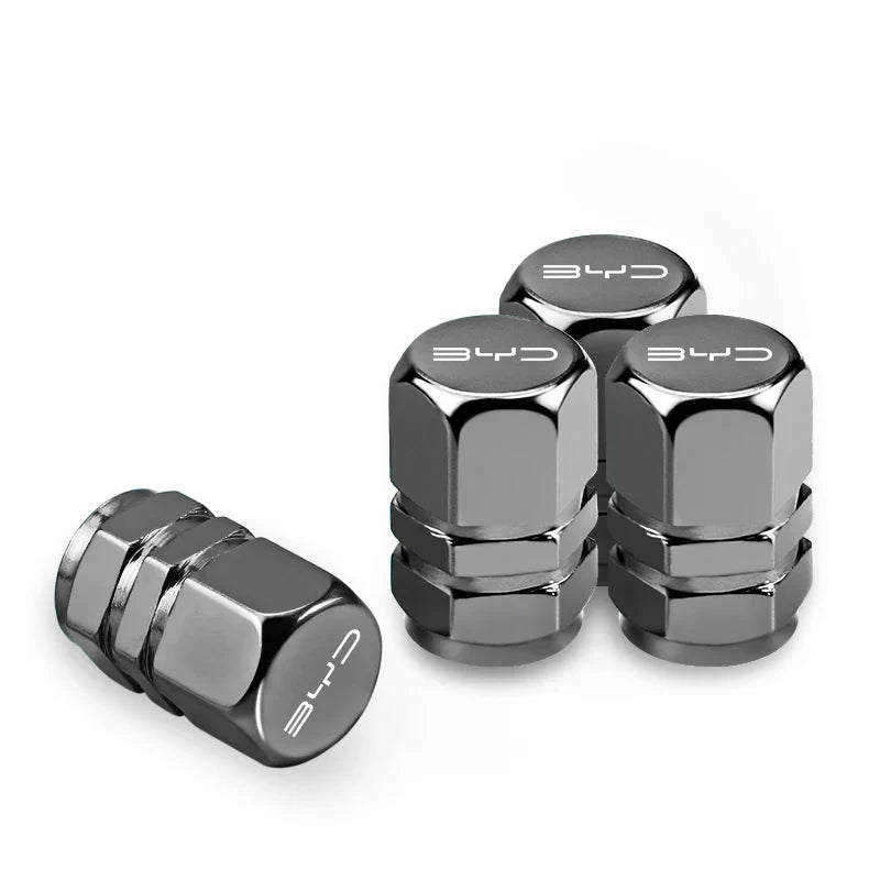 4Pcs Aluminum Alloy Tire Valve Caps for BYD Models | Waterproof Dustproof Cover Set