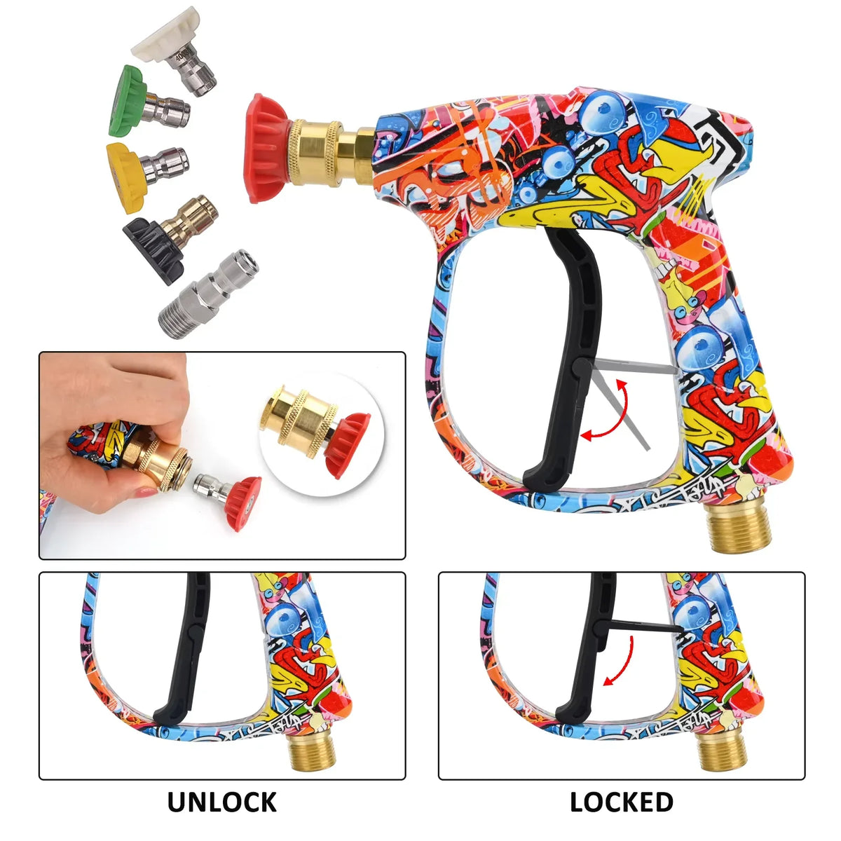 Pressure Washer Water Gun Kit | Universal Quick Connector Spray Gun for Karcher Nilfisk Parkside Bosch MyPetiteCar.com