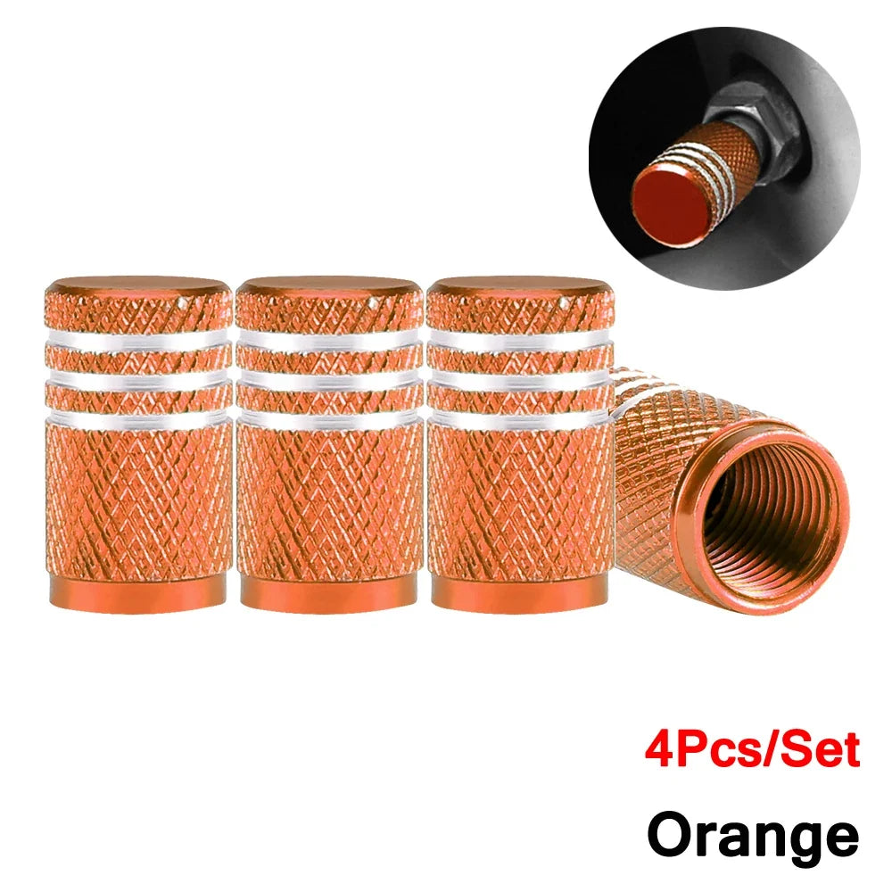 DSYCAR 4Pcs Silver Aluminum Knurling Tire Valve Stem Caps | US Schrader Compatible MyPetiteCar.com