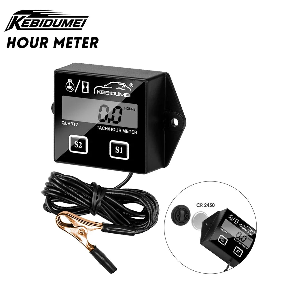 Digital Motor Speedmeter Engine Hour Meter Tachometer | LCD RPM Gauge for Gasoline 2/4 Stroke MyPetiteCar.com