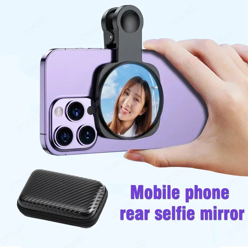 Smartphone Camera Mirror Reflection Clip Kit Portable Mobile Phone Camera Mirror Clip With Storage Bag Phone Rear Selfie Mirror