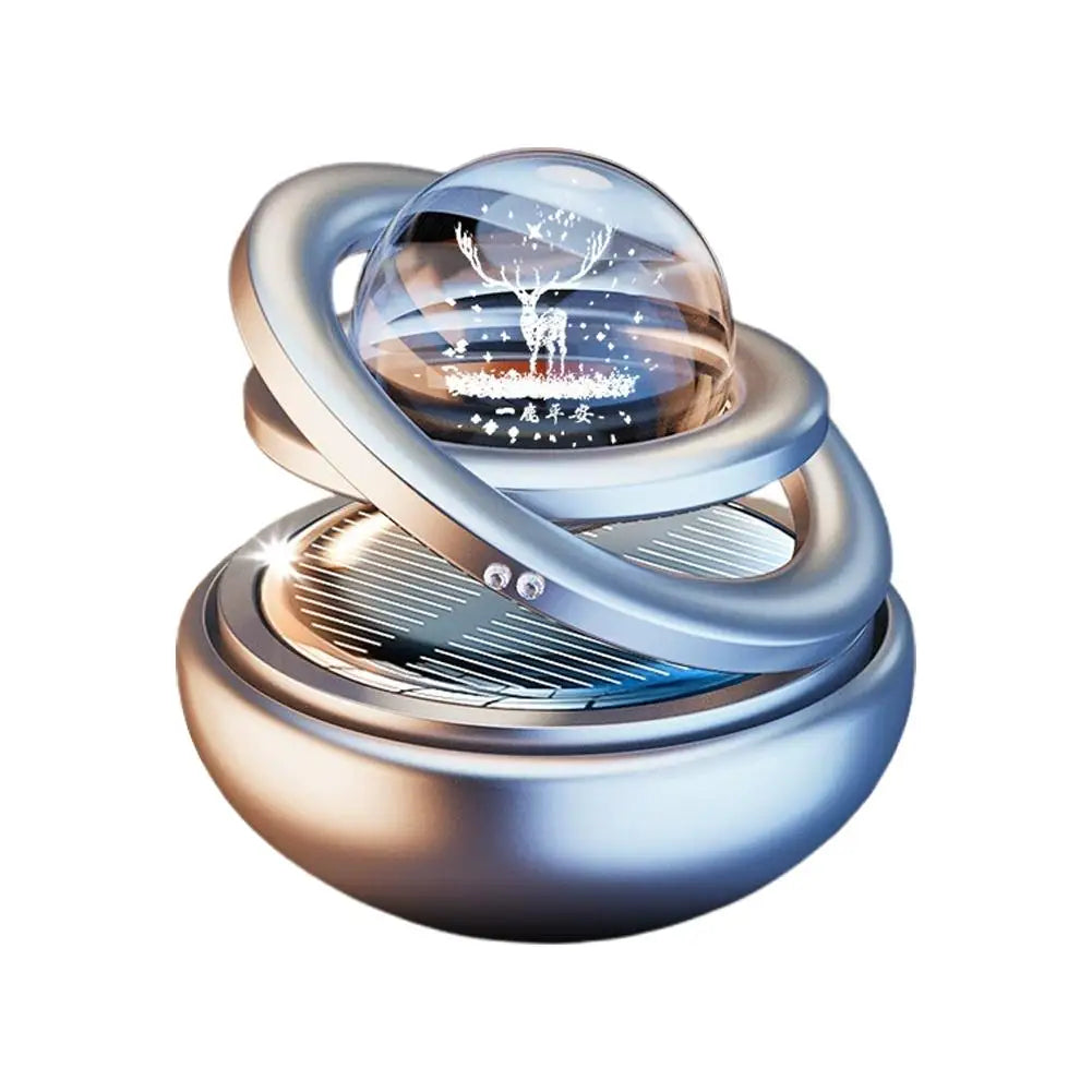 Car Air Freshener Solar Rotating Aromatherapy Star Ball Double Ring Suspended Ornament Diffuser Interior Decoration MyPetiteCar.com