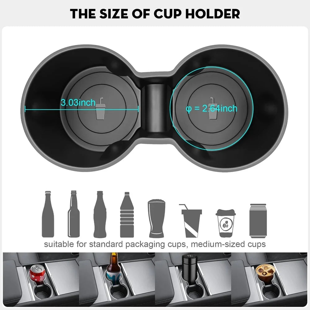 Tesla Cup Holder Insert for Model Y Model 3 2024–2026 | TPE MyPetiteCar.com