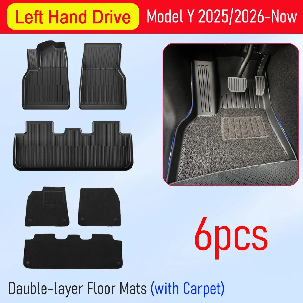Tesla Model Y Juniper 2025–2026 All-Weather Floor Mats | Full Interior Protection Set MyPetiteCar.com