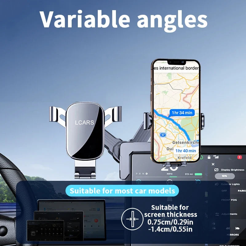 Car Screen Phone Holder for Tesla Model 3/Y Universal Center Console Navigation Stand Single Hand Operation Gravity Sensing MyPetiteCar.com