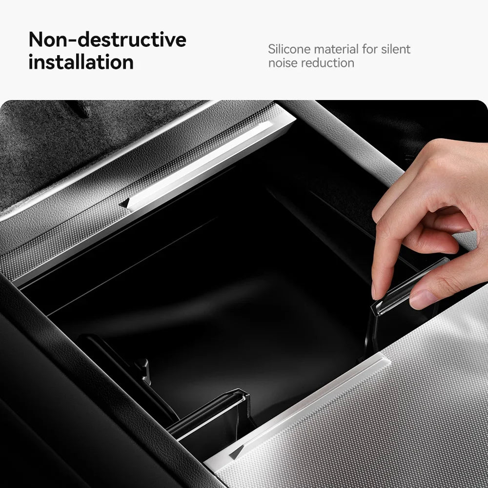 YZ For Tesla Model Y YL Juniper 3 Highland 2021-2026 Storage Box Hidden Armrest Front Center Console Organizer Box Car Accessory MyPetiteCar.com